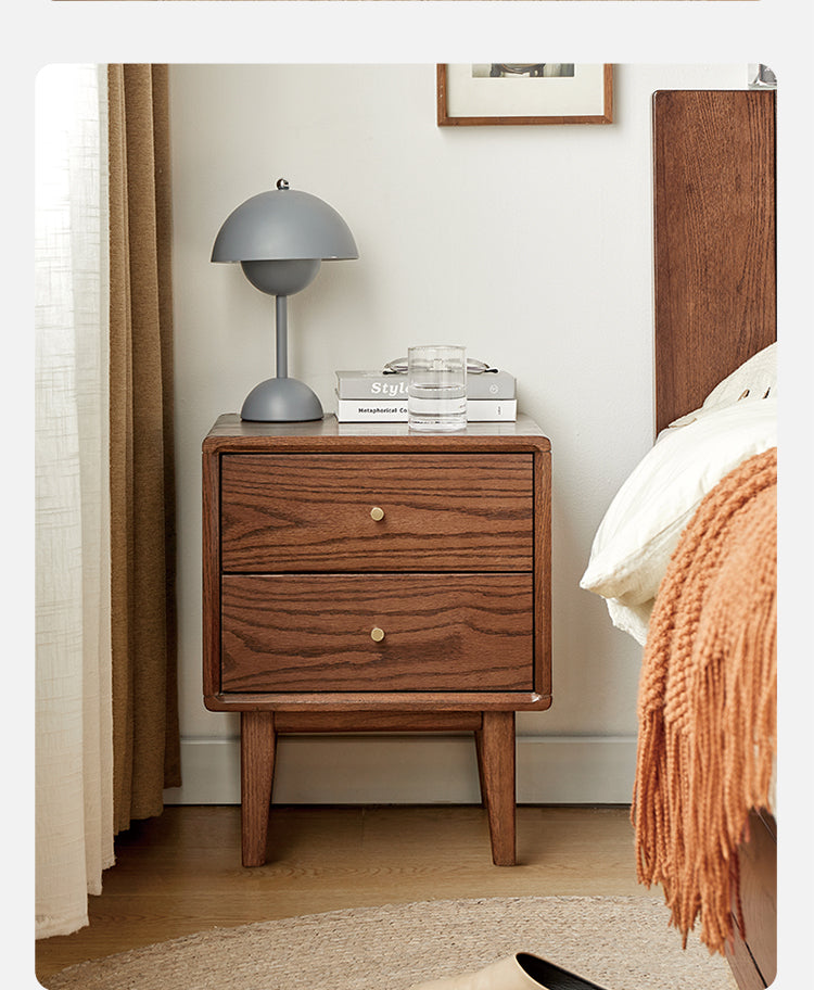 Oak Solid Wood Nordic Nightstand.
