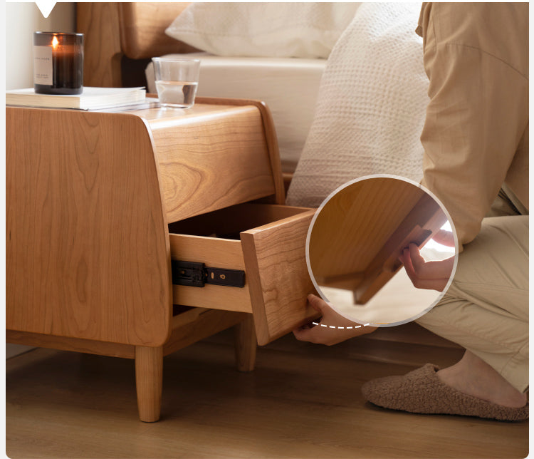 Cherry Wood Waves Nightstand.