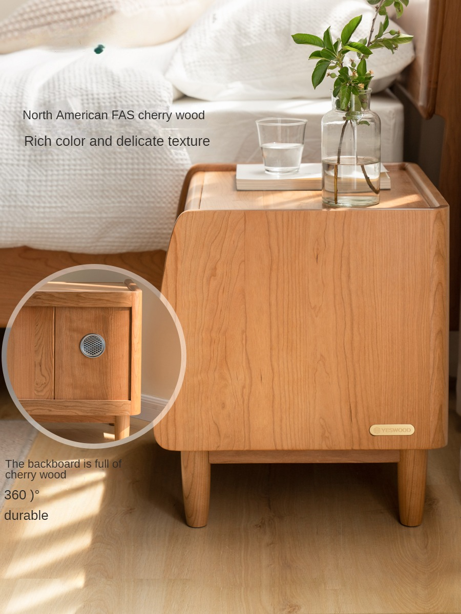 Cherry Wood Waves Nightstand.