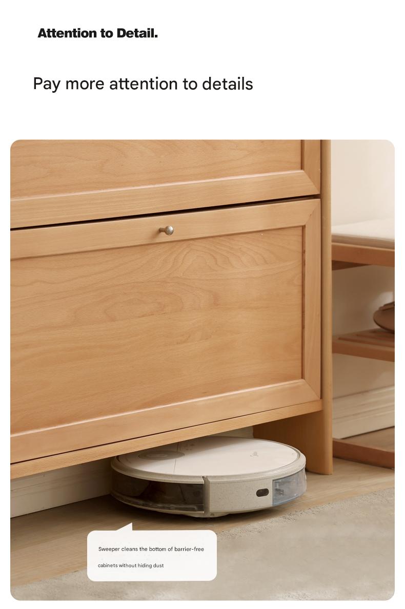 Beech Solid Wood Ultra-Thin Flip Bucket Shoe Cabinet
