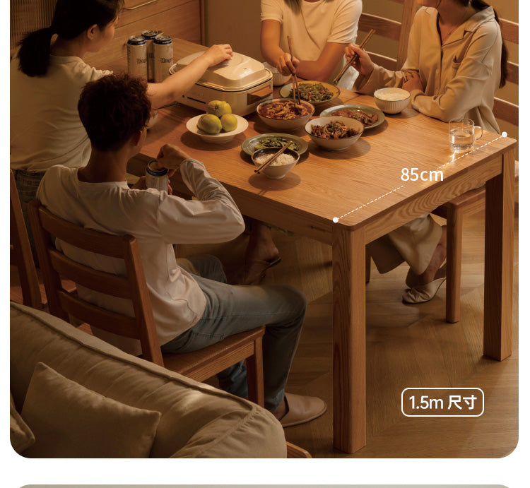 Oak Solid Wood, Solid Rubberwood Nordic Dining Table