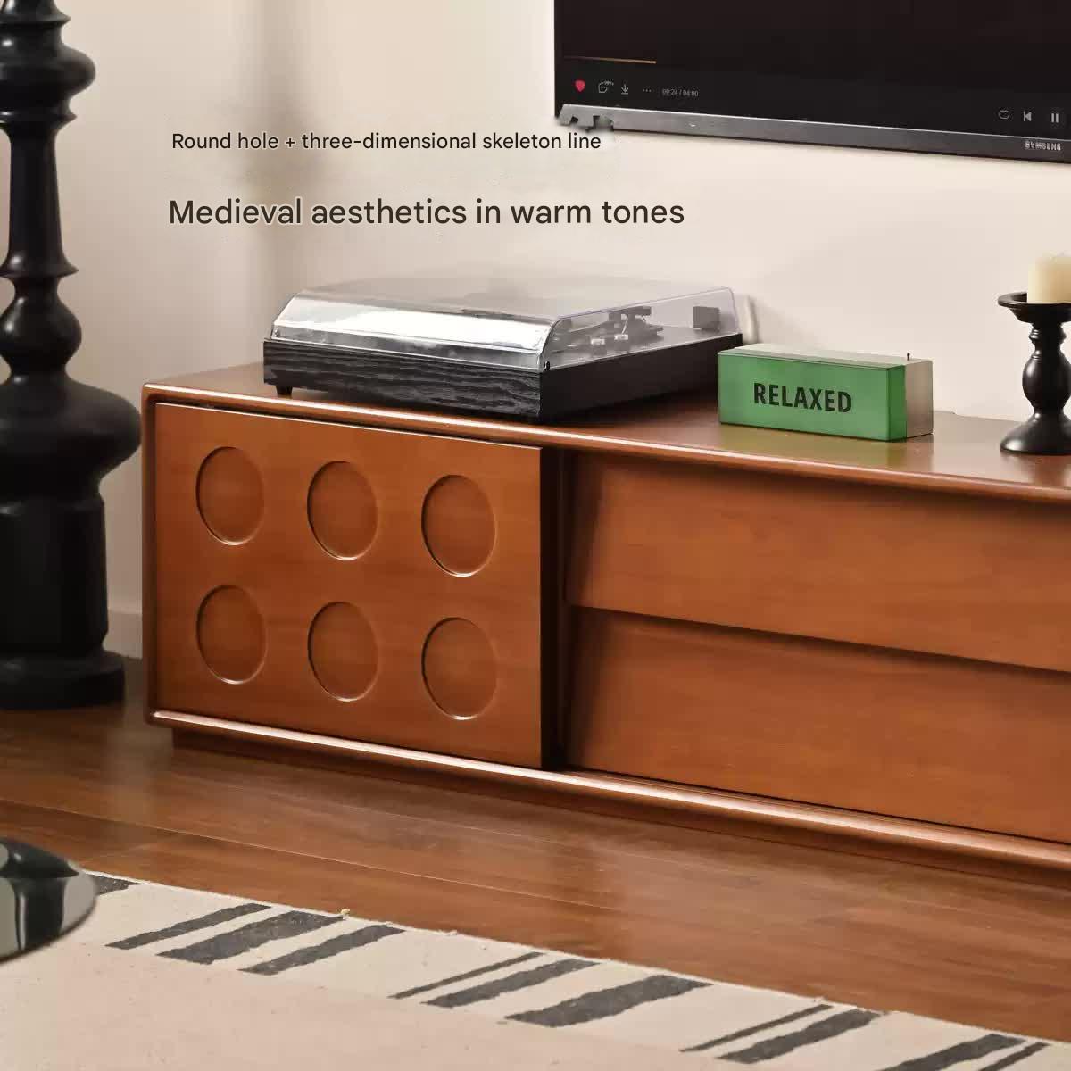 Poplar Solid Wood Medieval Style Retro TV Cabinet.