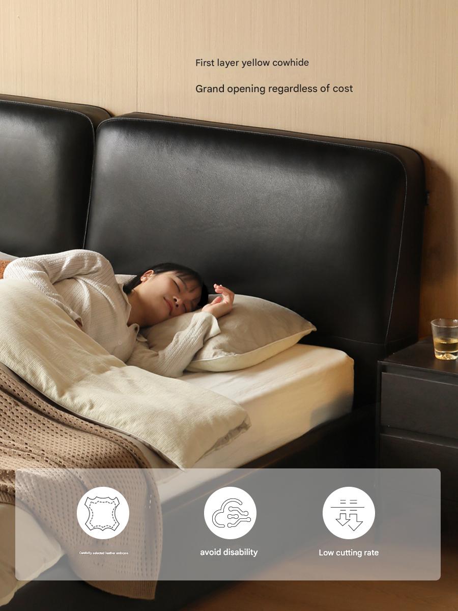 First Layer Of Yellow Cowhide Black Bed