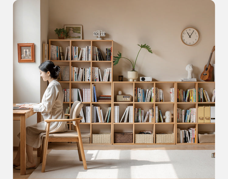 Beech, Oak Solid Wood Bookshelf Bookcase Free Combination
