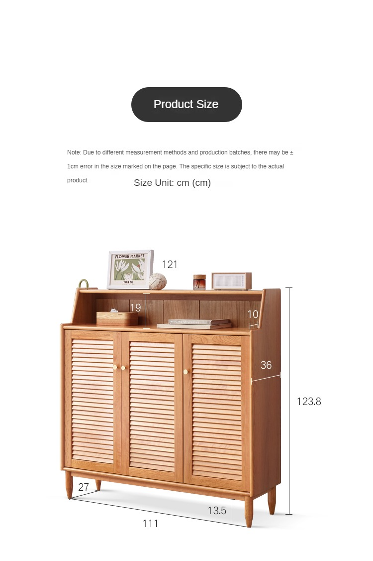Cherry Solid Wood Entrance Shoe Cabinet