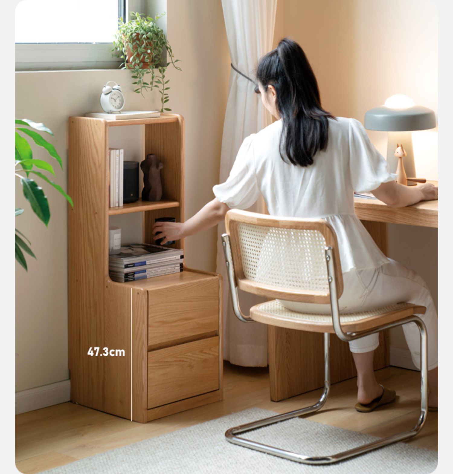 Oak Solid Wood Multifunctional High Section Nightstand)