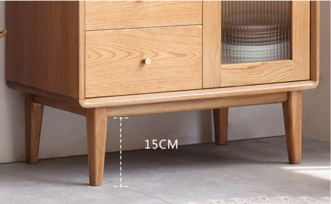 Oak solid wood side cabinet"
