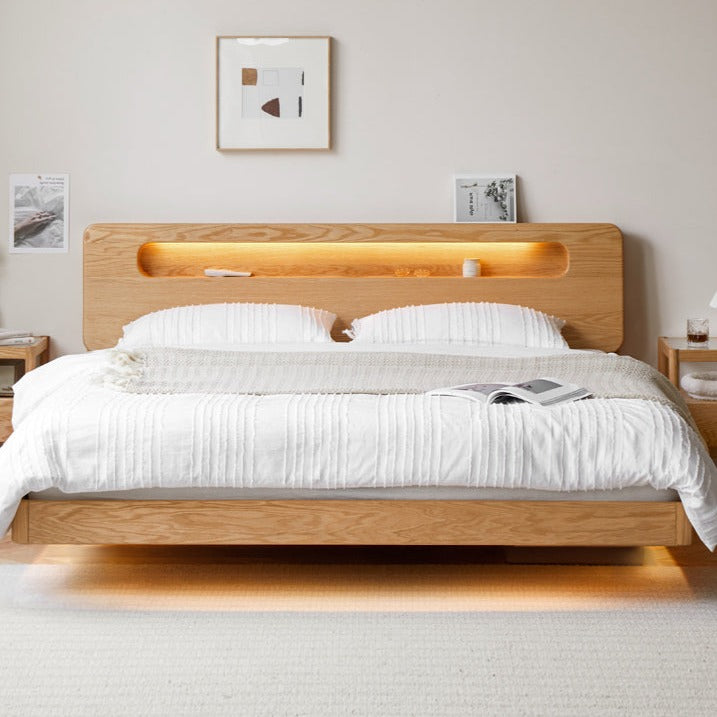 Oak Solid Wood Suspension Luminous Bed