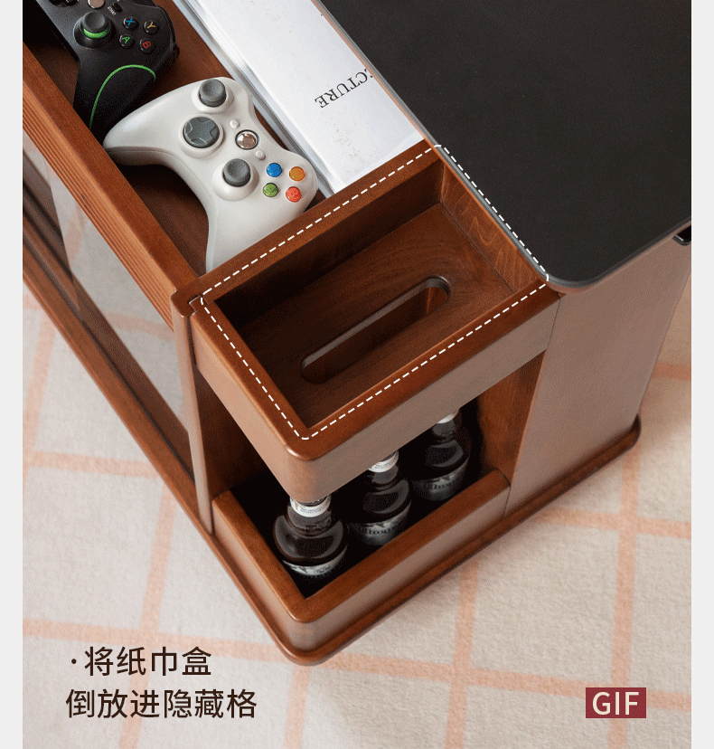 Tulipwood Solid Wood Elevating Rock Board Side Table