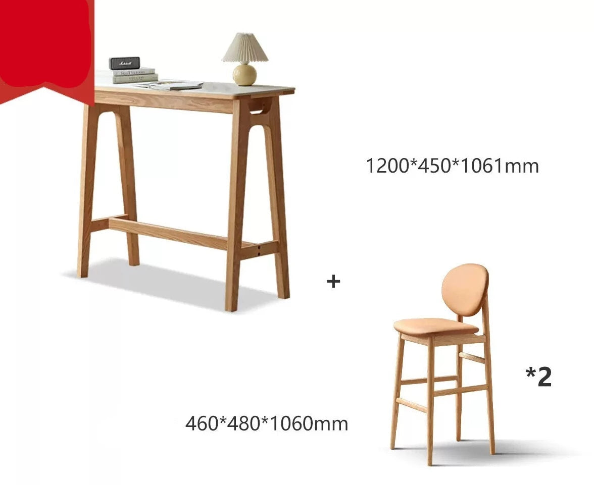 Rock slab bar table oak solid wood"