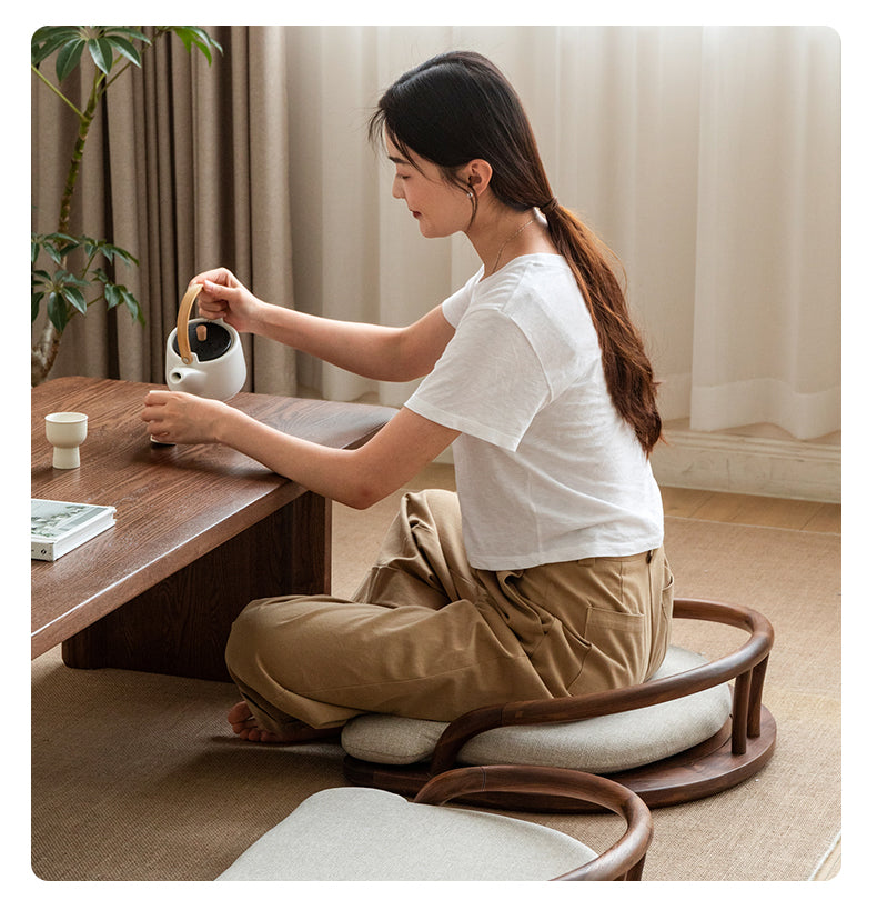 Black Walnut, Ash Solid Wood Tatami Soft Backrest Meditation Chair
