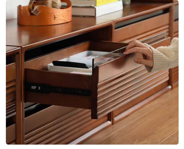 Cherry, Poplar Solid Wood Medieval Floor TV Cabinet.