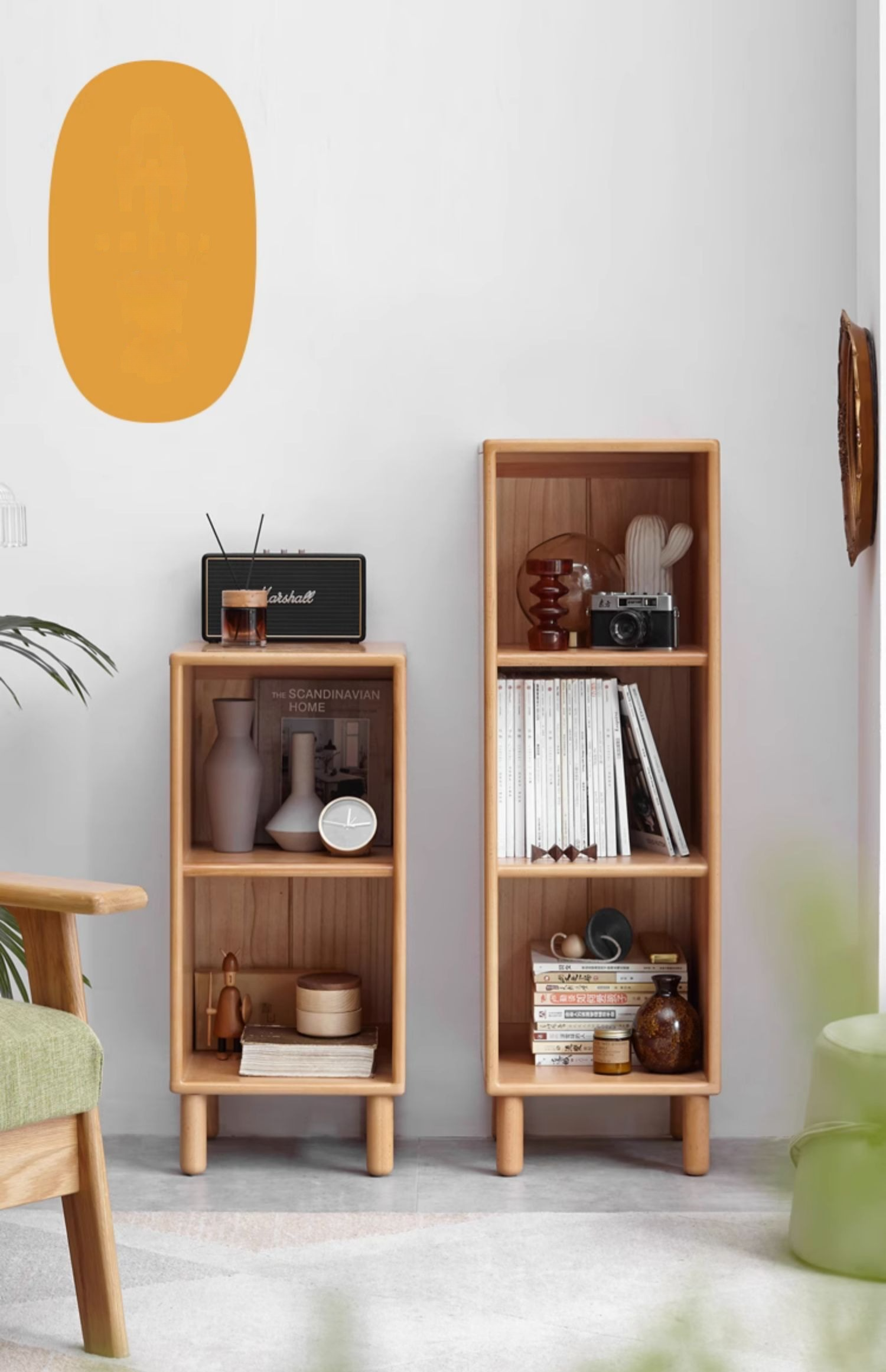 Beech Solid Wood Small Bookshelf Side Cabinet