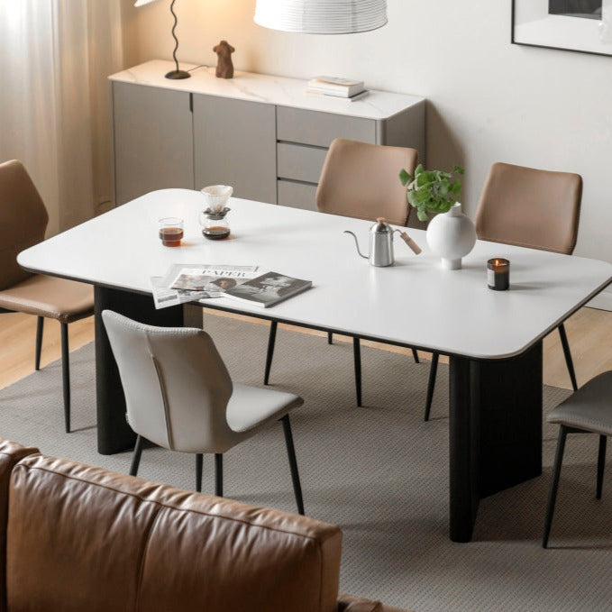 Oak Solid Wood, Solid Rubberwood Slate Italian Dining Table