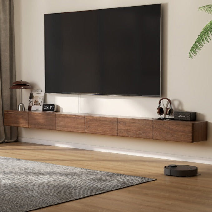Black Walnut Solid Wood Wall-Mounted Suspended TV Cabinet