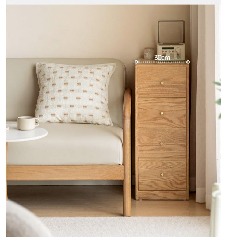 Oak, Beech Solid Wood Side Cabinet, Multi-Functional Storage