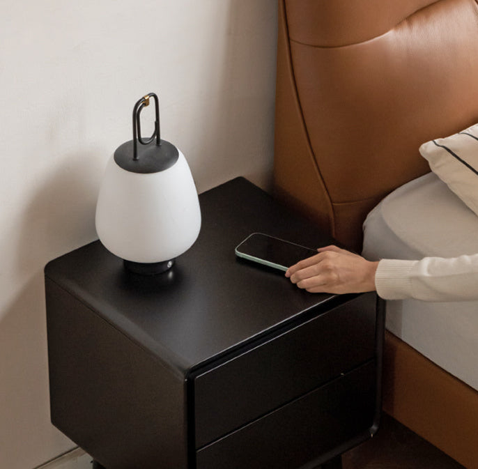 Solid RubberWood Black Nightstand.