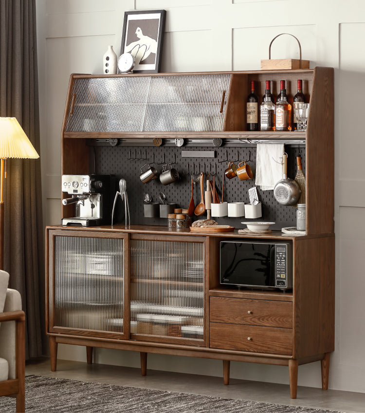 Ash Solid Wood Sideboard High Wine Cabinet Buffet