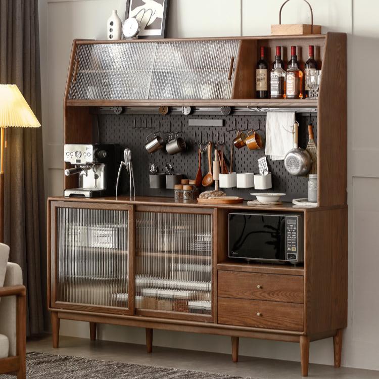 Ash Solid Wood Sideboard High Wine Cabinet Buffet