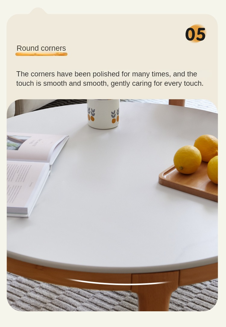 Beech Solid Wood Coffee Table Slate Side Table Combination