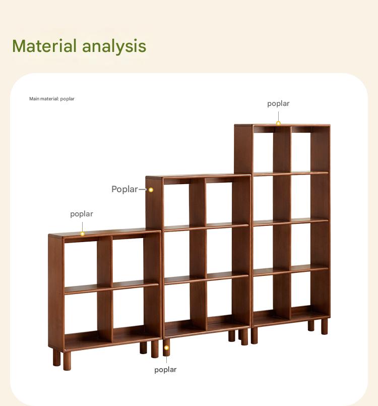 Poplar Solid Wood Children's Retro Lattice Bookshelf.