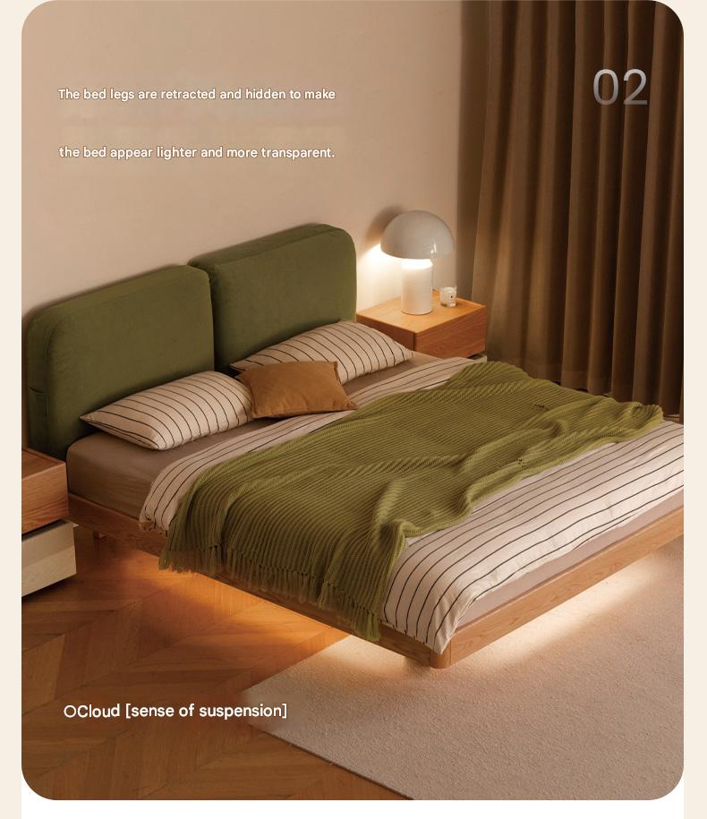 Oak Solid Wood Lamb Fleece Soft Suspension Cream Bed