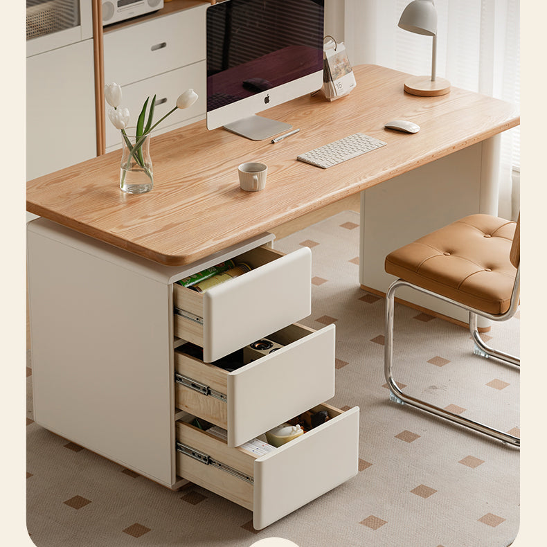 Oak Solid Wood Desk With Lower Cabinet