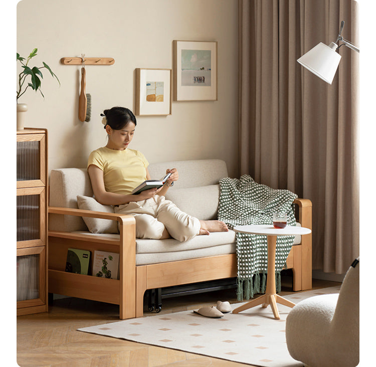 Oak Solid Wood Multi-function Sleeper Sofa.