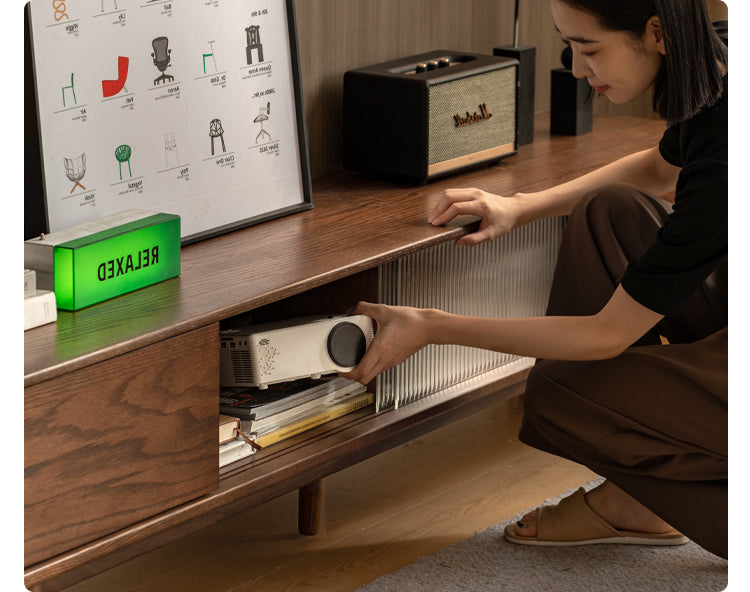 Oak Solid Wood Modern Simple Floor TV Cabinet.