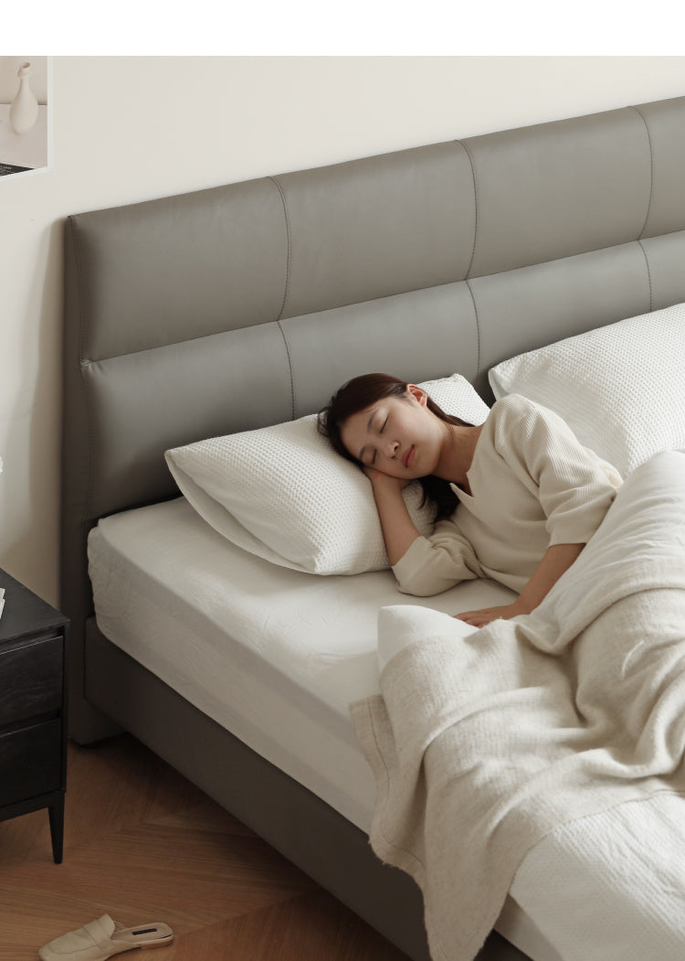 Luxury Genuine Leather Modern Minimalist Bed