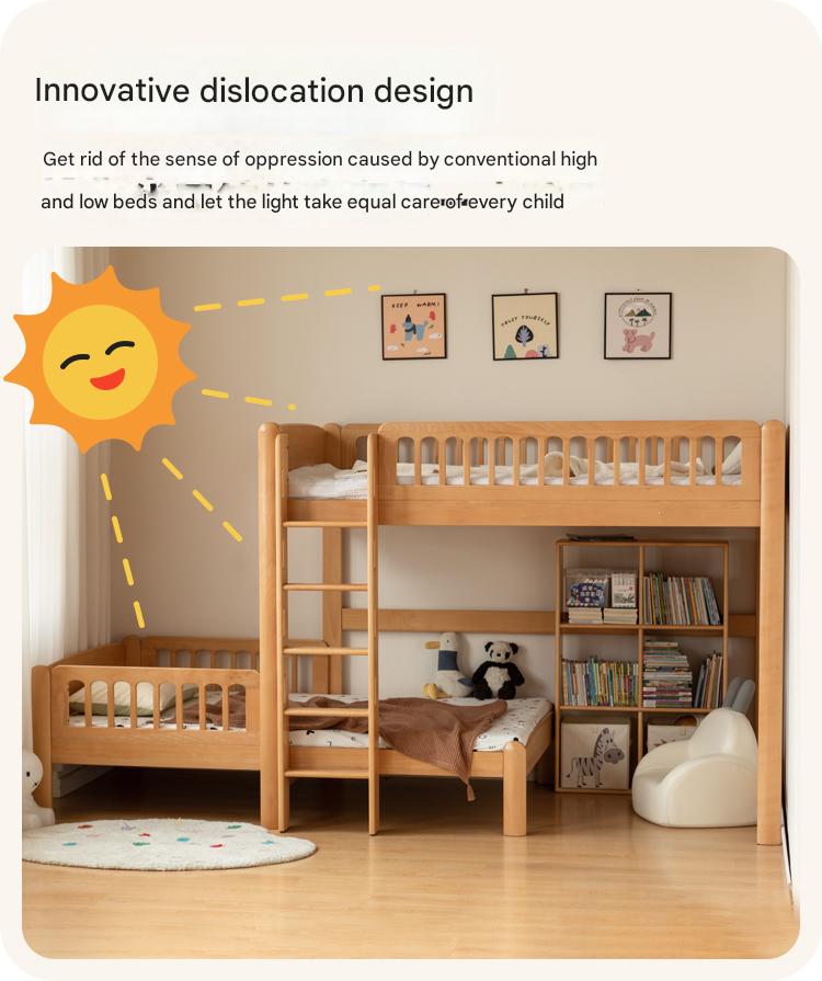 Beech solid wood children's bunk bed.