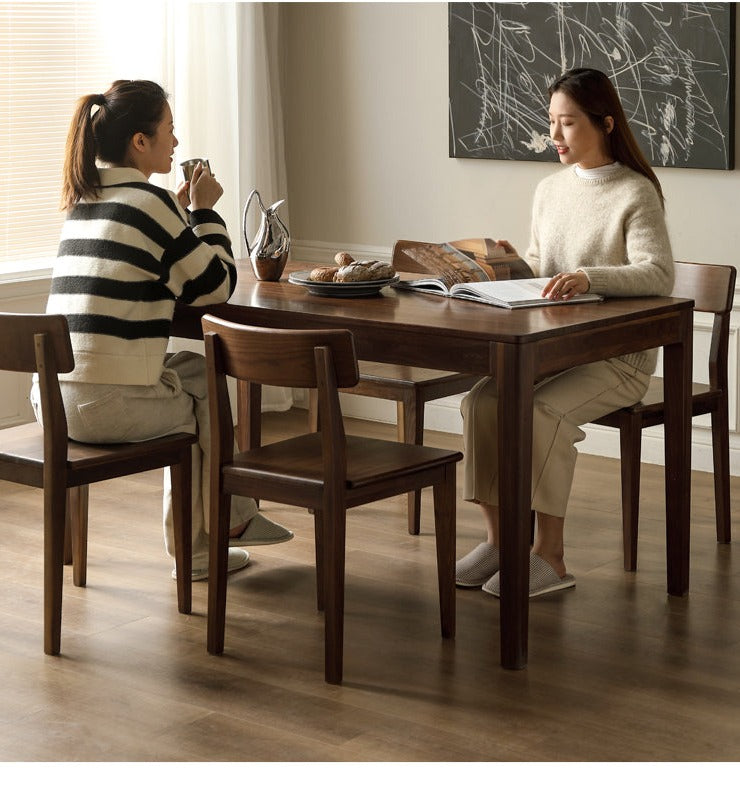 Black Walnut, Sandalwood Solid Wood Rectangular Dining Table