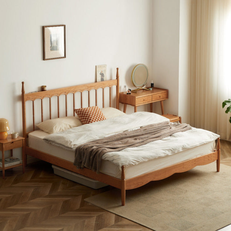 Cherry Solid Wood Modern French Retro Bed