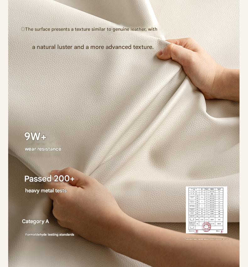Fabric genuine leather soft bed puff cream style with light bed
