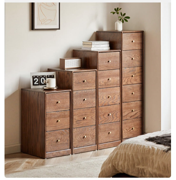 Oak, Beech Solid Wood Side Cabinet, Multi-Functional Storage