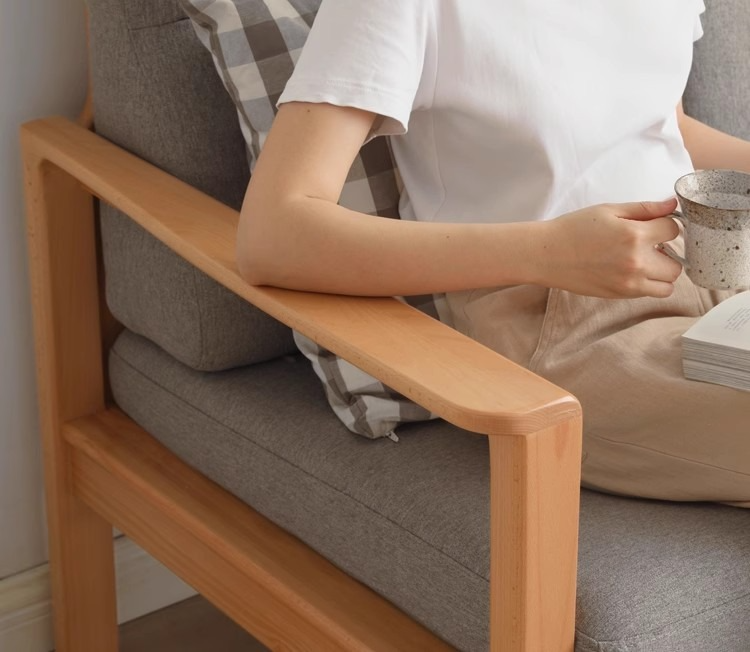 Beech Solid Wood Armchair Modern Minimalist)