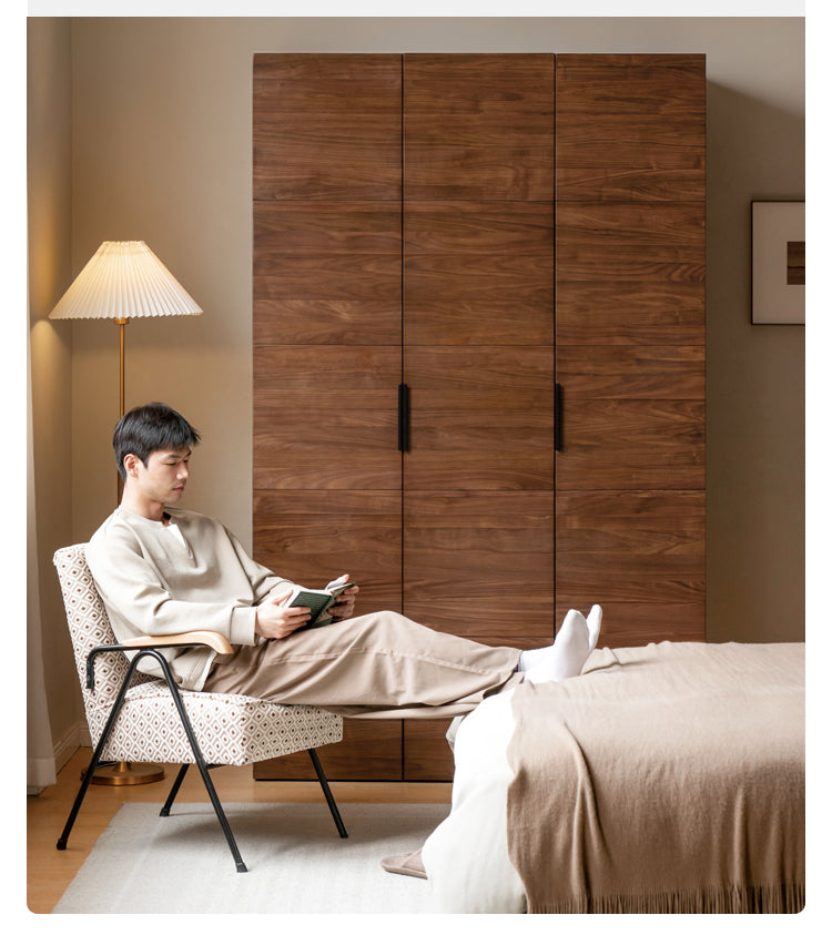 Black Walnut Solid Wood Wardrobe Combination Storage Cabinet.