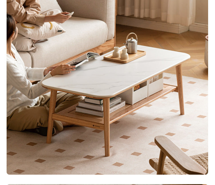 Oak, Beech Solid Wood Slate Coffee Table