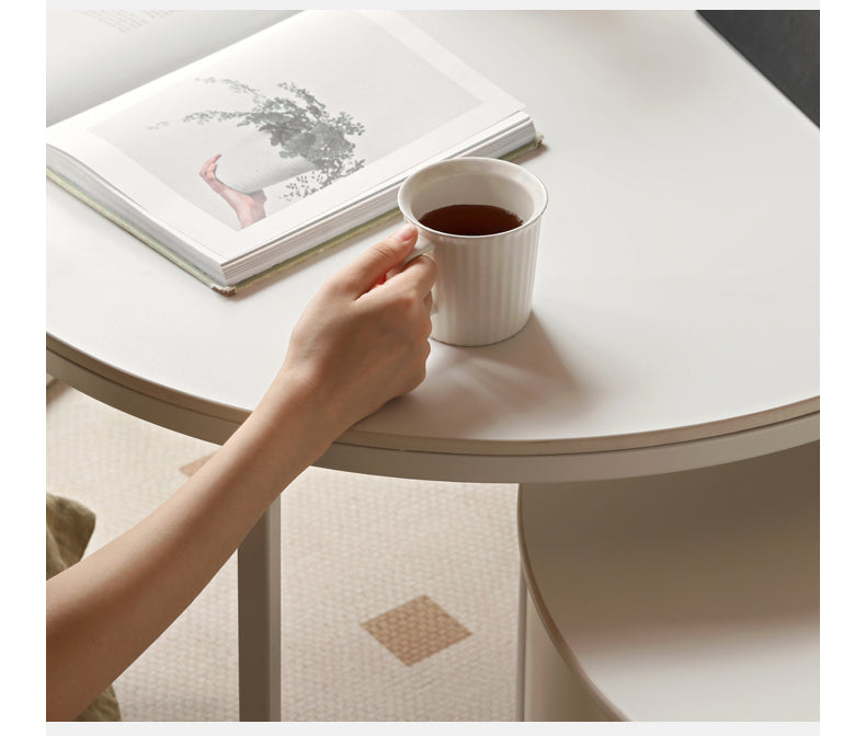 Ash Solid Wood Milk Oil Wind Combination Storage Rock Coffee Table.