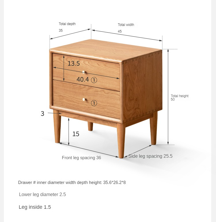 South American Walnut, Black Walnut, Cherry, Ash Solid Wood Nightstand.