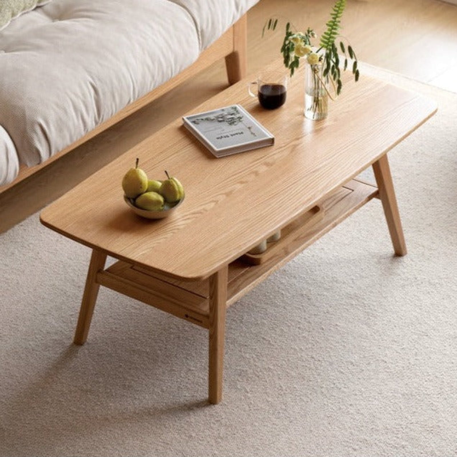 Rubberwood, Oak, Beech Solid Wood Modern Coffee Table