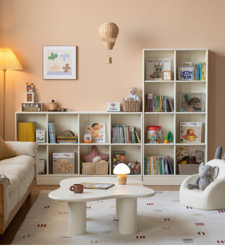 Rubber Solid Wood Cream Style Children's Free Сombination Bookshelf.