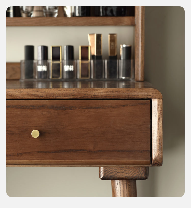 Ash Solid Wood Walnut Color Dressing Table.