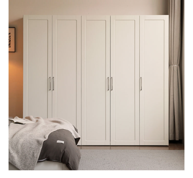 Poplar Solid Wood Modern Lighted Locker White Cream Style Wardrobe.
