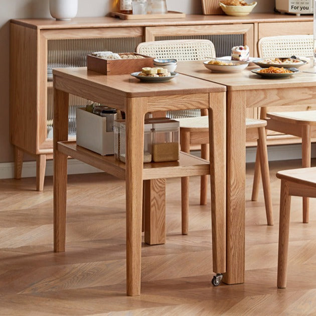 Oak Solid Wood Edge Table, Movable Small Table