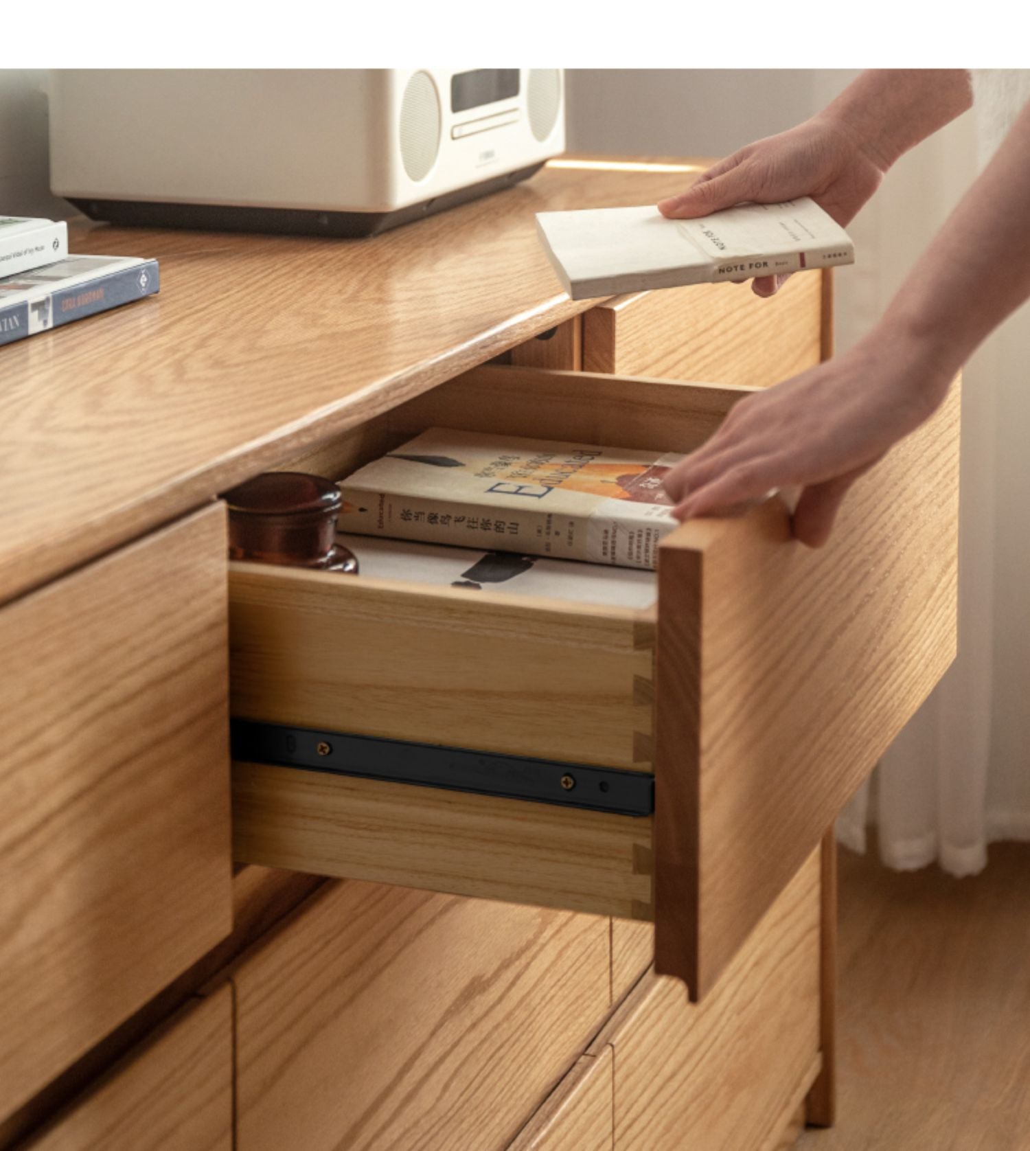 Oak, Black Walnut, Beech Solid Wood, Solid Rubberwood Storage Drawer