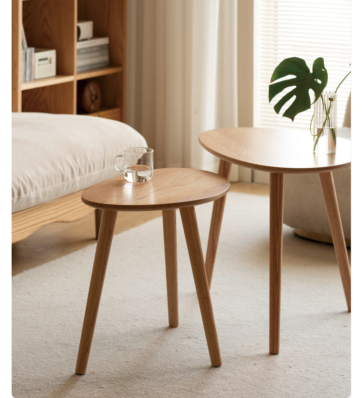 Solid Rubberwood, Oak Solid Wood Small Nordic Side Table