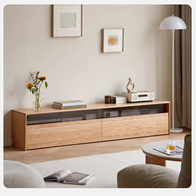 Oak, Cherry Wood, Black Walnut, TV Stand Floor Cabinet