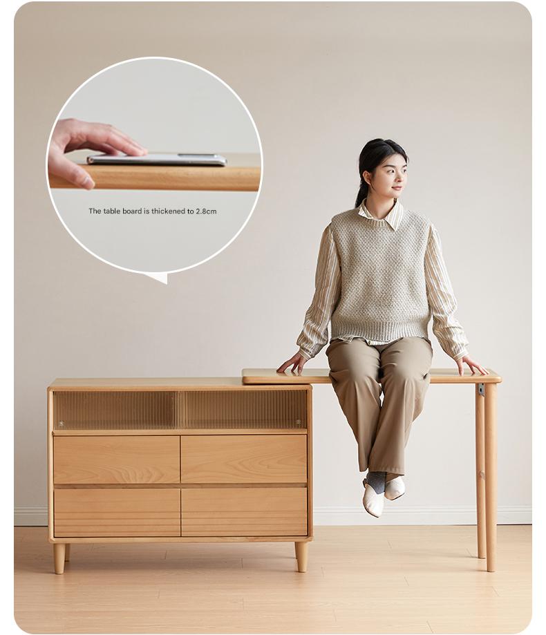 Beech Solid Wood L-Shaped Corner Storage Cabinet, Dressing table.