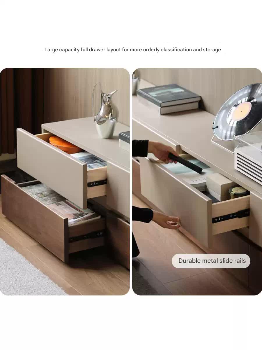 Black Walnut Solid Wood Italian Light Luxury Floor TV Cabinet.